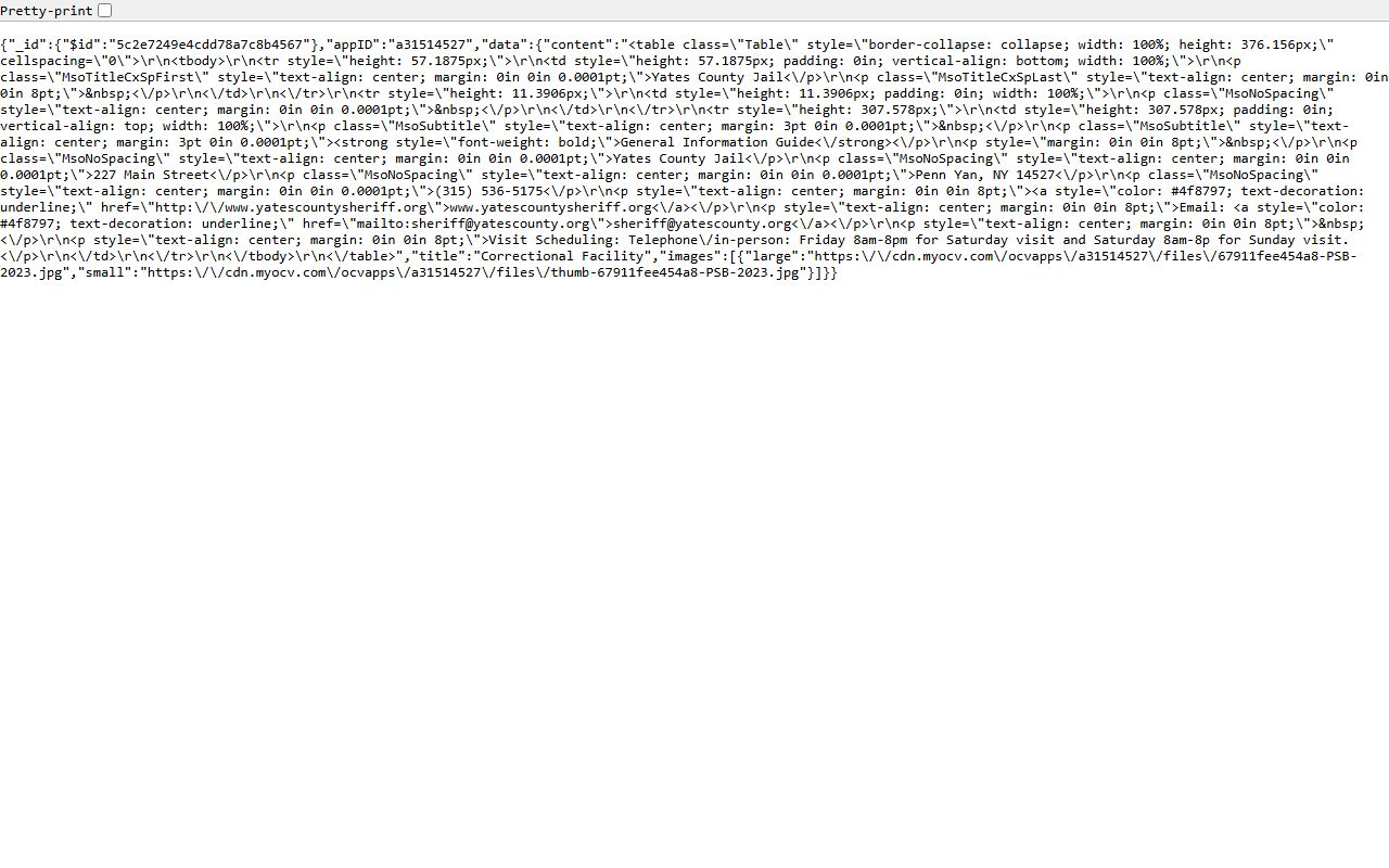 Yates County Jail correctional facility record and inmate lookup information