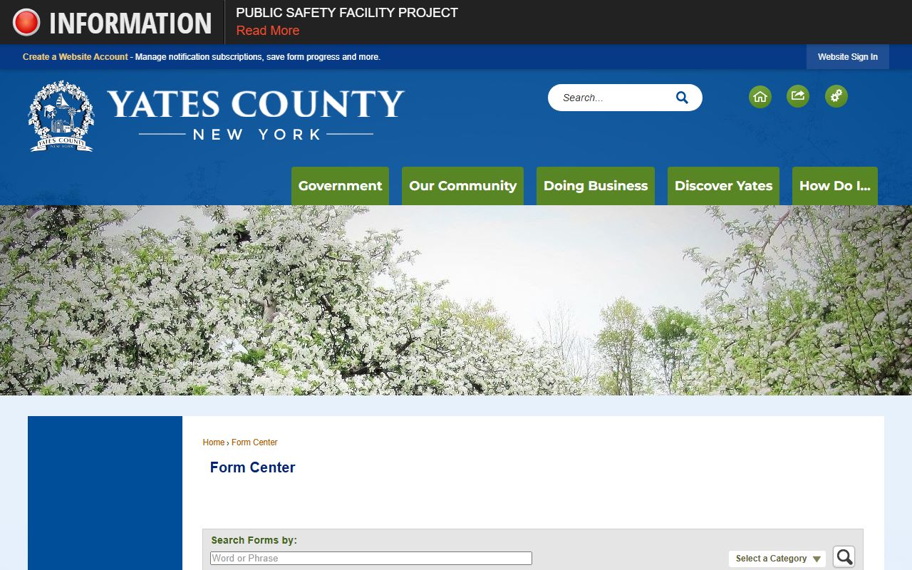 Yates County FOIL request form for booking photo and jail record requests